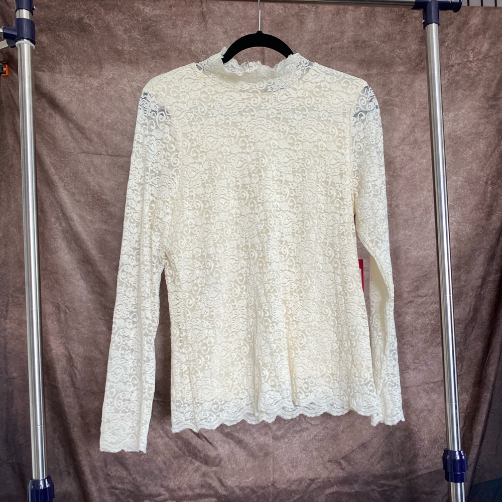 Vince Camuto White Lace Shirt